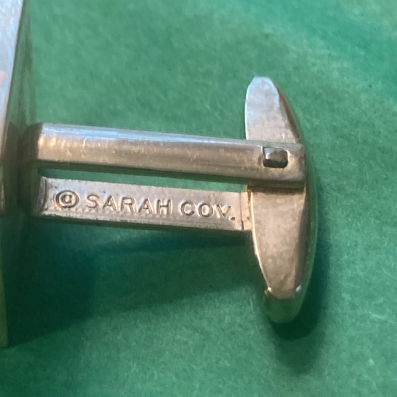 Sarah Cov. Coventry Vintage Green Jade Gold Tone Men’s Cuff Links Cuff-links - Picture 7 of 8